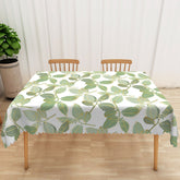 Aperturee Boho Spring Tablecloth with Green and Gold Leaves, Elegant Botanical Decor for Wedding or Party